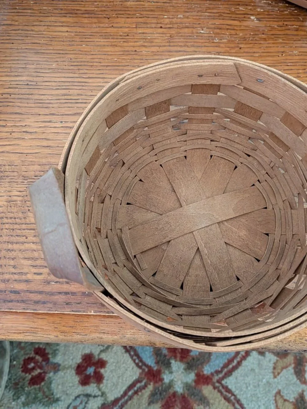 1988 Longaberger Button Basket w/2 Leather Handles 7